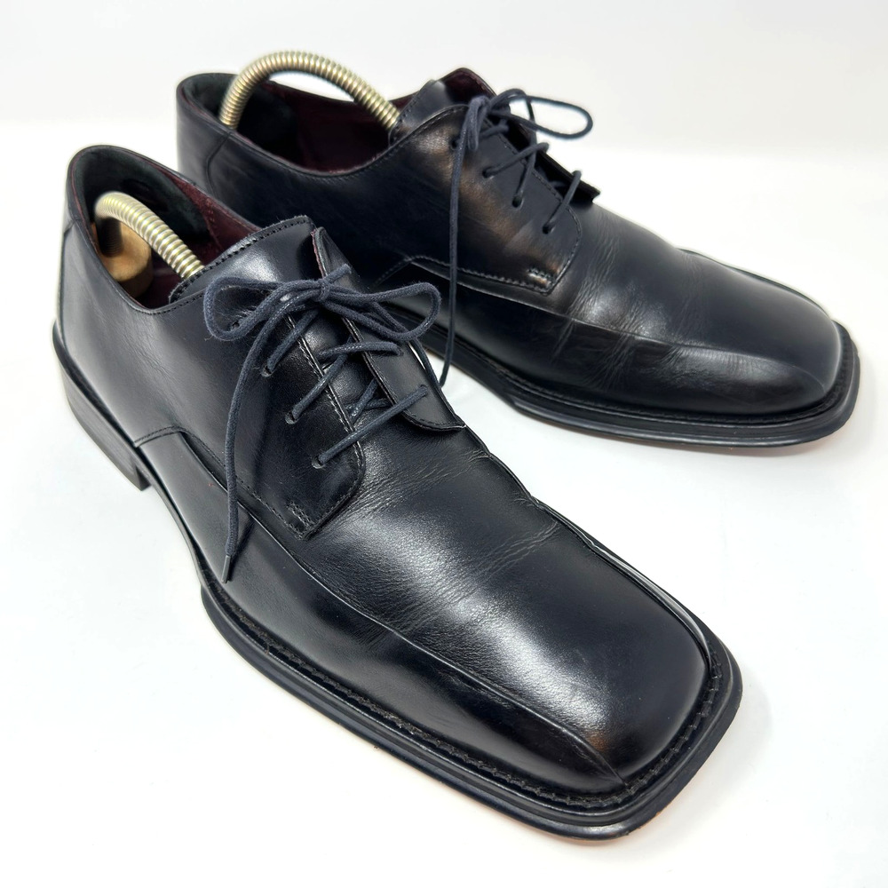Kenneth Cole Dress Shoes Mens 10.5 Black Leather Lace Up Sleek N Chic KM25116LE